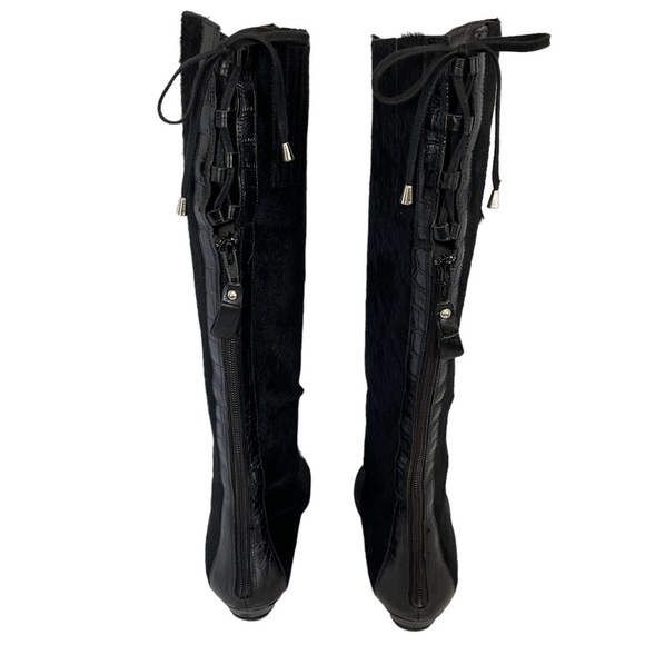 Migliorini Black Calf Hair Boots with Leather Toe Size 8 M - Picture 4 of 13